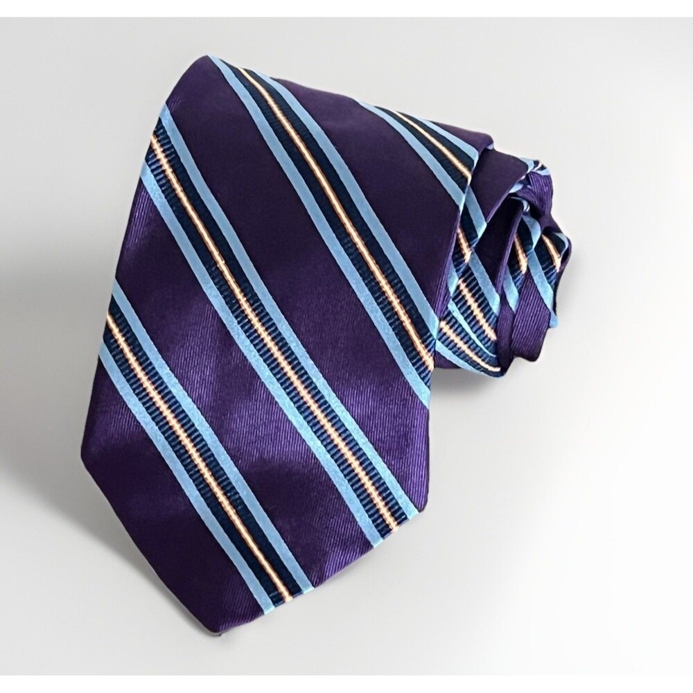 Brooks Brothers 346 Men's Neck Tie Purple Blue Stripe Pure Italian Silk USA